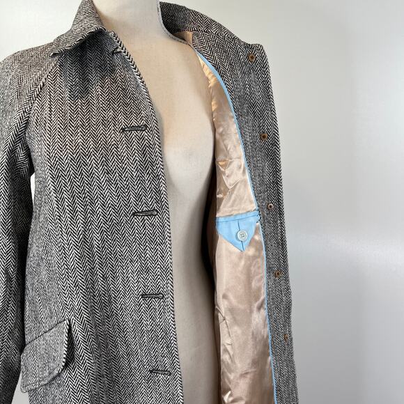 J. Crew Herringbone Car Coat Wool Overcoat Gray Winter - Picture 6 of 11